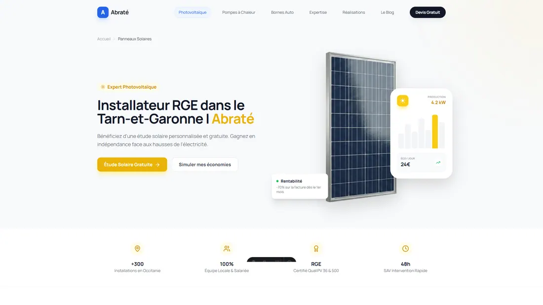 Aperçu page Services Abrate